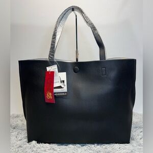 Carlos by Carlos Santana  Black/white Reversible Faux Leather Tote Purse New
